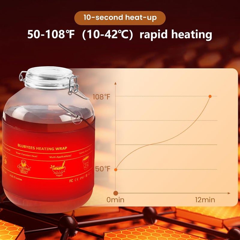 BLUBYEES Digital Kombucha Heating Wrap with Precise Temperature Control and Timer Function - Kombucha Starter Kit, the Ideal Fermentation Heating Pad for Kombucha and Sourdough - Image 4