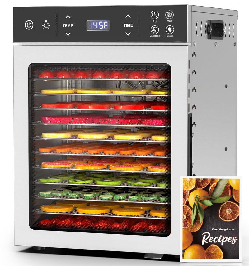 HOPERAN Food Dehydrator - 12 Stainless Steel Trays Dehydrators, 800W Electric Dehydrator Machine with 4 Presets, Digital Timer & Temperature Control for Herb, Dog Treats,Meats & Veggies (12 Trays) - Image 1