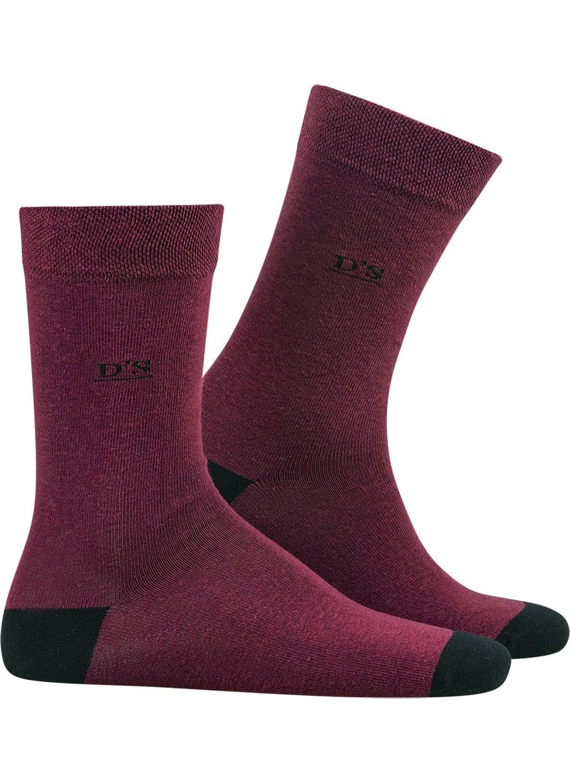 D'S DAMAT - جوارب قطن رجالية من Ds Damat ملونة بوردو - Image 1