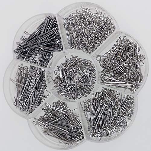 Chenkou Craft 700pcs Assorted of 7 Sizes Mix Eye Pins for Jewelry Making (Anti-Silver, Mix) - Image 4