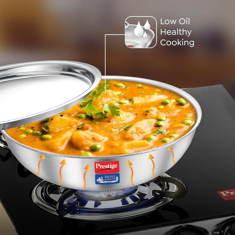 PRESTIGE Prestige 22cm/2.1L Tri-Ply Stainless Steel Splendid Tasla with Lid|Gas and Induction Compatible|Even Heat Distribution| Thick Gauge Tri-Ply Body|15 Year Warranty - Image 5
