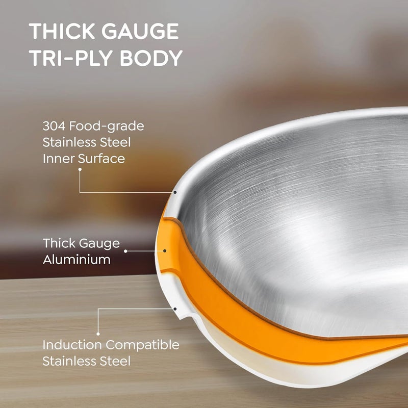 PRESTIGE Prestige 22cm/2.1L Tri-Ply Stainless Steel Splendid Tasla with Lid|Gas and Induction Compatible|Even Heat Distribution| Thick Gauge Tri-Ply Body|15 Year Warranty - Image 3