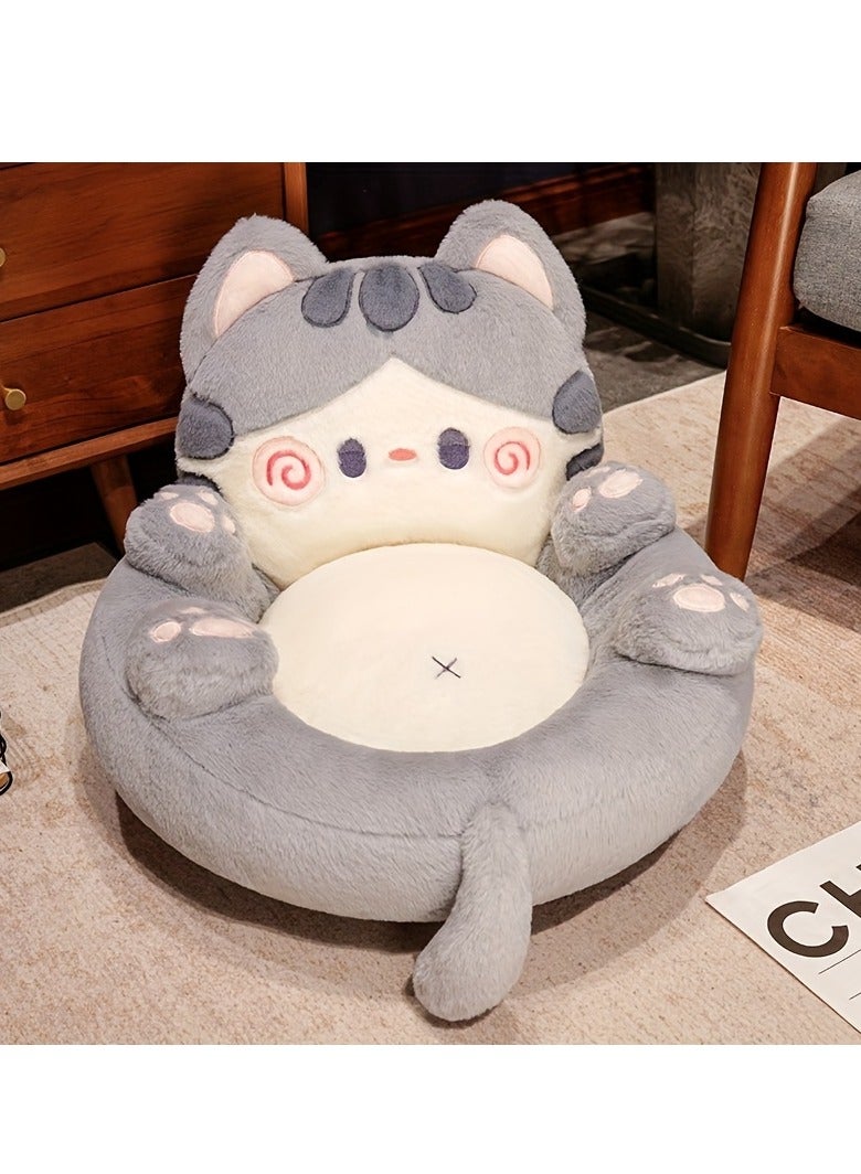 XiuWoo 1pc Cute Cat Cartoon Chair Cushion, Plush Polyester Home Decor Sofa Tatami Living Room Office Chair Pad with Anti-Skid Design, Cat Shape Chair Cushion Pads Lightweight Cute Soft Seat - Image 2