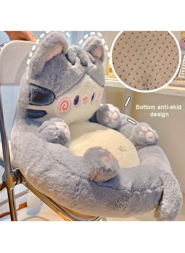 XiuWoo 1pc Cute Cat Cartoon Chair Cushion, Plush Polyester Home Decor Sofa Tatami Living Room Office Chair Pad with Anti-Skid Design, Cat Shape Chair Cushion Pads Lightweight Cute Soft Seat - Image 3