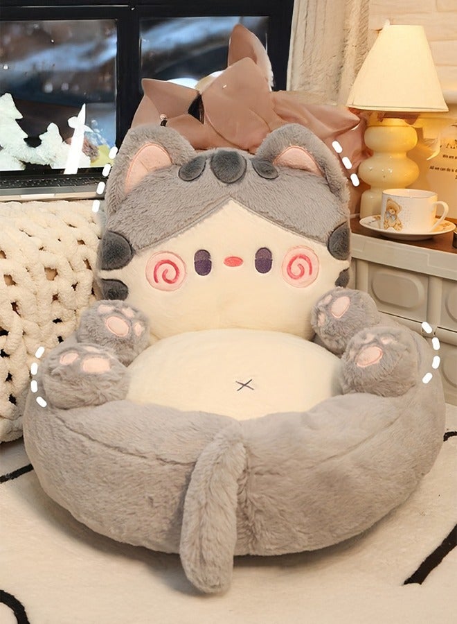 XiuWoo 1pc Cute Cat Cartoon Chair Cushion, Plush Polyester Home Decor Sofa Tatami Living Room Office Chair Pad with Anti-Skid Design, Cat Shape Chair Cushion Pads Lightweight Cute Soft Seat - Image 1