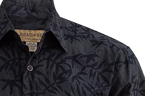 Johari West Men's Button-Down Short Sleeve Shirt, Night Life, Black, 4X-Large - Image 4