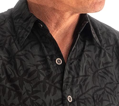 Johari West Men's Button-Down Short Sleeve Shirt, Night Life, Black, 4X-Large - Image 2