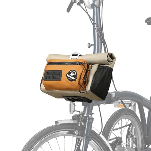 Rhinowalk Bike Handlebar Bag for Brompton Folding Bike Quick Release Bicycle Front Bag with Shoulder Strap Rain Cover for Urban Cycling