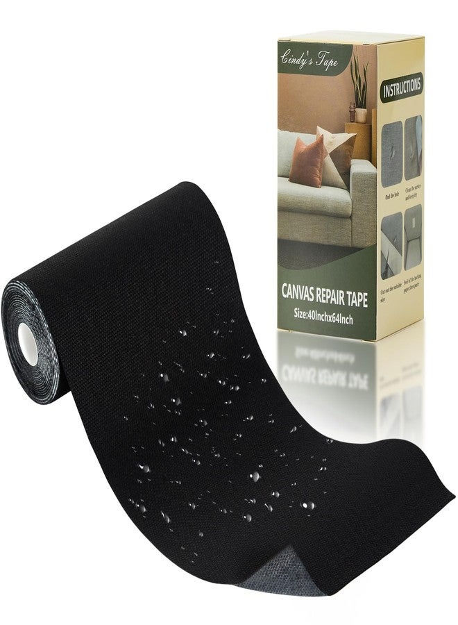 Cindy's Tape Linen Canvas Repair Tape, 4 x 63 in Black Waterproof Self-Adhesive Patch for Outdoor Gear, Durable and Weatherproof Fabric Tape for Boat Covers, Tents, Sofas, Sun Shades, Awnings and Lounge Chairs - Image 1
