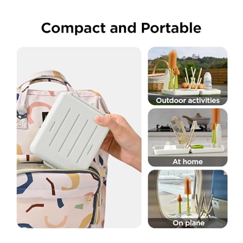 VOGOGE Travel Bottle Brush with Portable Bottle Drying Rack, Baby Bottle Brush for Baby Travel Essential, White - Image 5