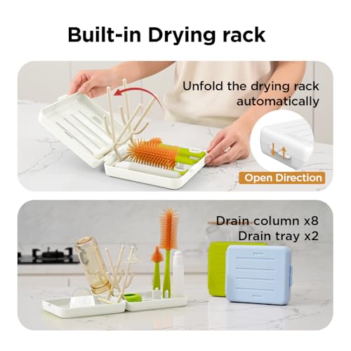 VOGOGE Travel Bottle Brush with Portable Bottle Drying Rack, Baby Bottle Brush for Baby Travel Essential, White - Image 3