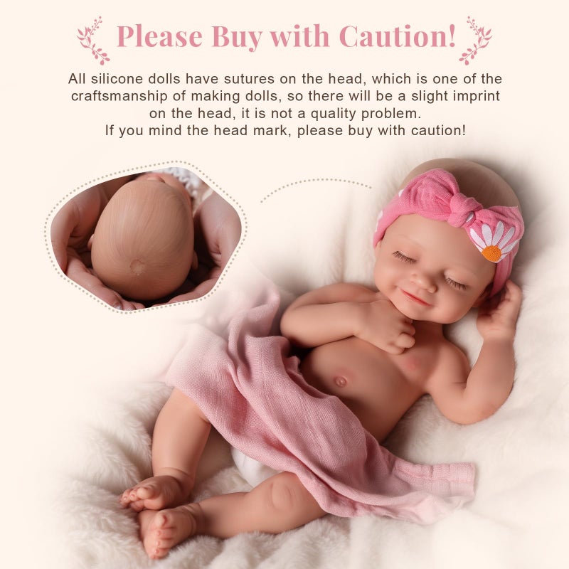 BABESIDE Silicone Baby Doll Lifelike Reborn Baby Dolls - 16 Inch (Weight 4 Lb) Full Platinum Silicone Reborn Baby Doll Slicone Full Body Anatomically Correct Sleeping Baby Girl with Gift Box - Image 5