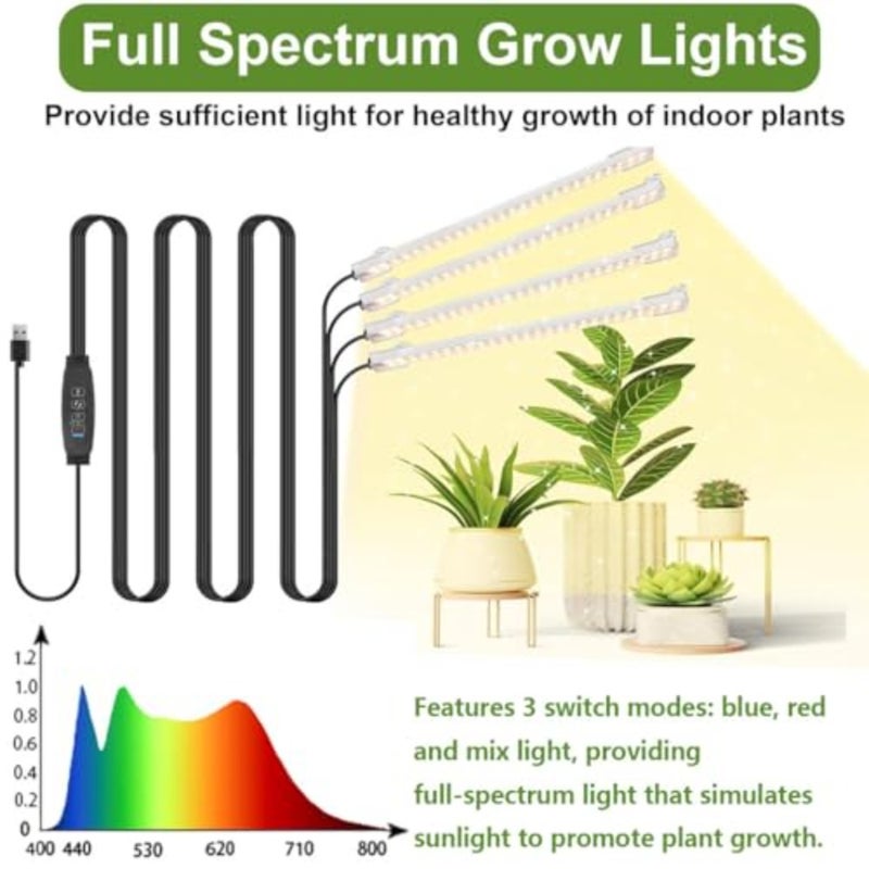 Plants Grow Light Strips Full Spectrum LED Plant Light Bar with Auto 3/9/12H Timer 160 LEDs 10 Dimmable Levels Sunlike Grow Lamp for Indoor Hydroponics Succulent Seedling Plants Shelf - Image 4
