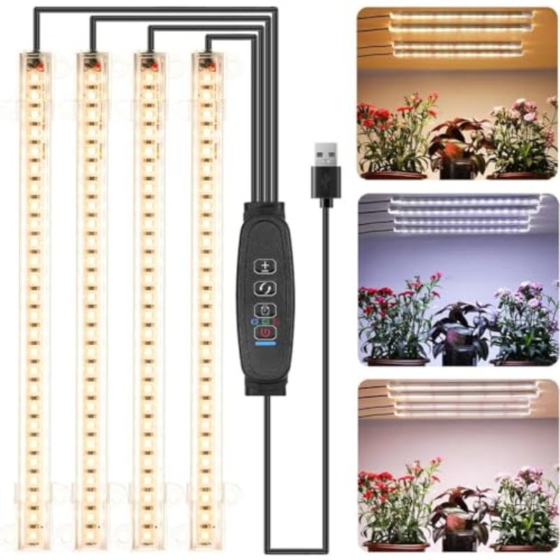 Plants Grow Light Strips Full Spectrum LED Plant Light Bar with Auto 3/9/12H Timer 160 LEDs 10 Dimmable Levels Sunlike Grow Lamp for Indoor Hydroponics Succulent Seedling Plants Shelf - Image 1