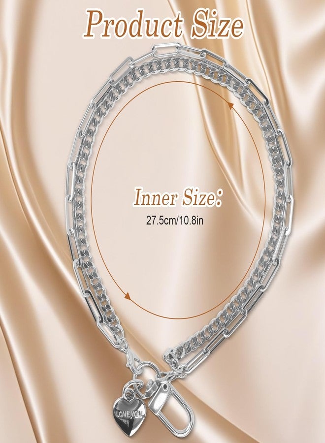 AULEEP سلسلة هاتف AULEEP مع حزام معصم، سحر هاتف معدني مزدوج مع لسان ربط، حزام معصم للهاتف المحمول قابل للفصل، فضي عالمي، يد حرة مضادة للسرقة - Image 3