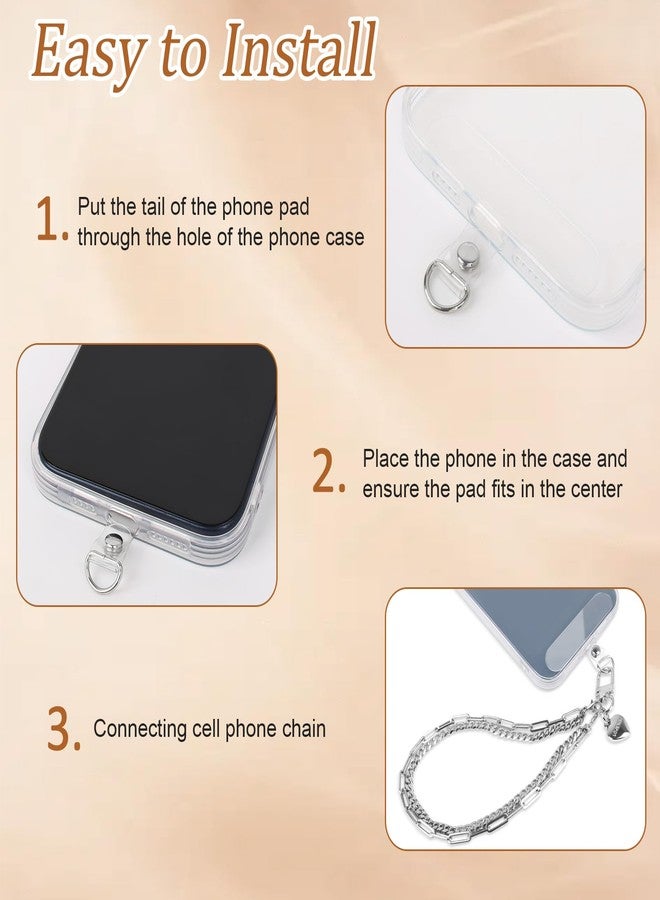 AULEEP سلسلة هاتف AULEEP مع حزام معصم، سحر هاتف معدني مزدوج مع لسان ربط، حزام معصم للهاتف المحمول قابل للفصل، فضي عالمي، يد حرة مضادة للسرقة - Image 4