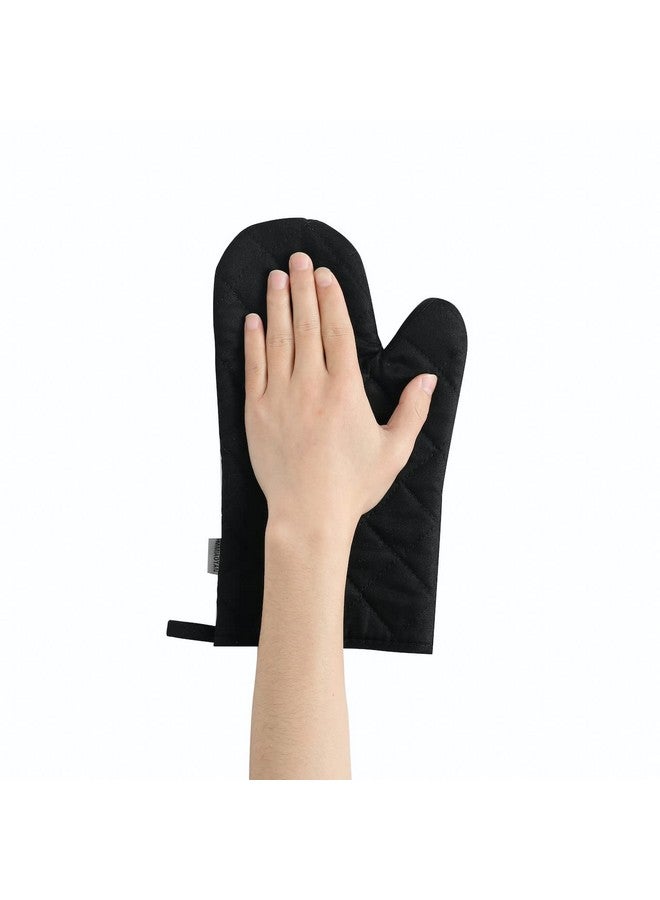 M MIAOYAN Oven Mitts and Pot Holders 4 pcs Set,High Heat Resistant 500 Degree Extra Thicken Long Kitchen Cotton Oven Glove for Cooking (12 Inch,Black) - Image 2