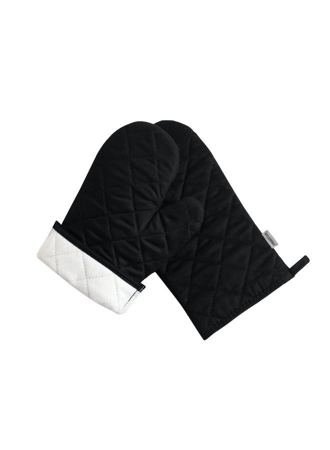 M MIAOYAN Oven Mitts and Pot Holders 4 pcs Set,High Heat Resistant 500 Degree Extra Thicken Long Kitchen Cotton Oven Glove for Cooking (12 Inch,Black) - Image 5