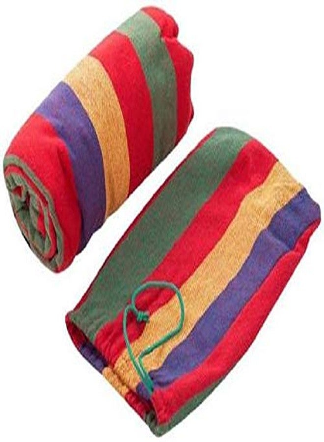 Luxafare Outdoor Camping Canvas Fabric Portable Garden Hammocks Striped Ultralight Outdoor Beach Swing with Strong Rope(Single Person) - Image 4