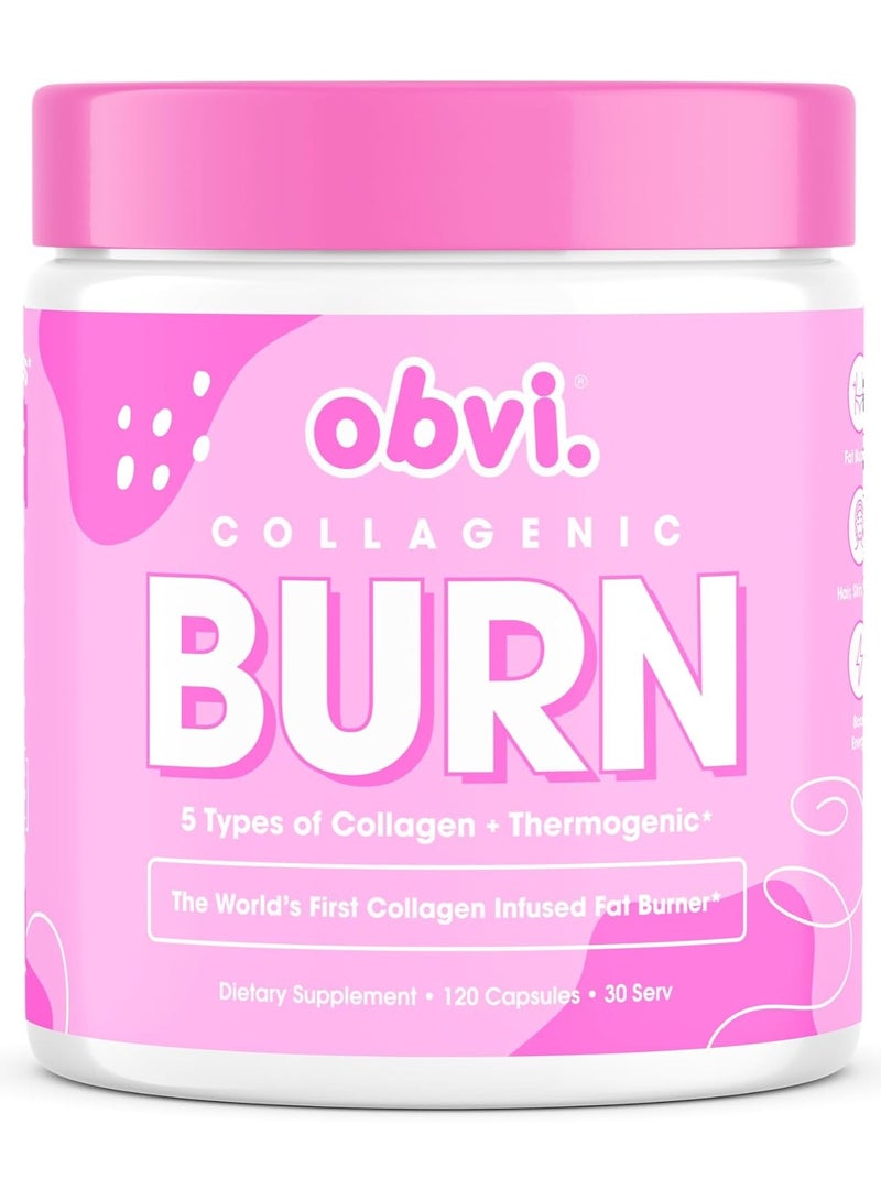 Obvi Collagenic Burn, 5 Types of Collagen + Thermogenic, 120 Capsules - Image 1