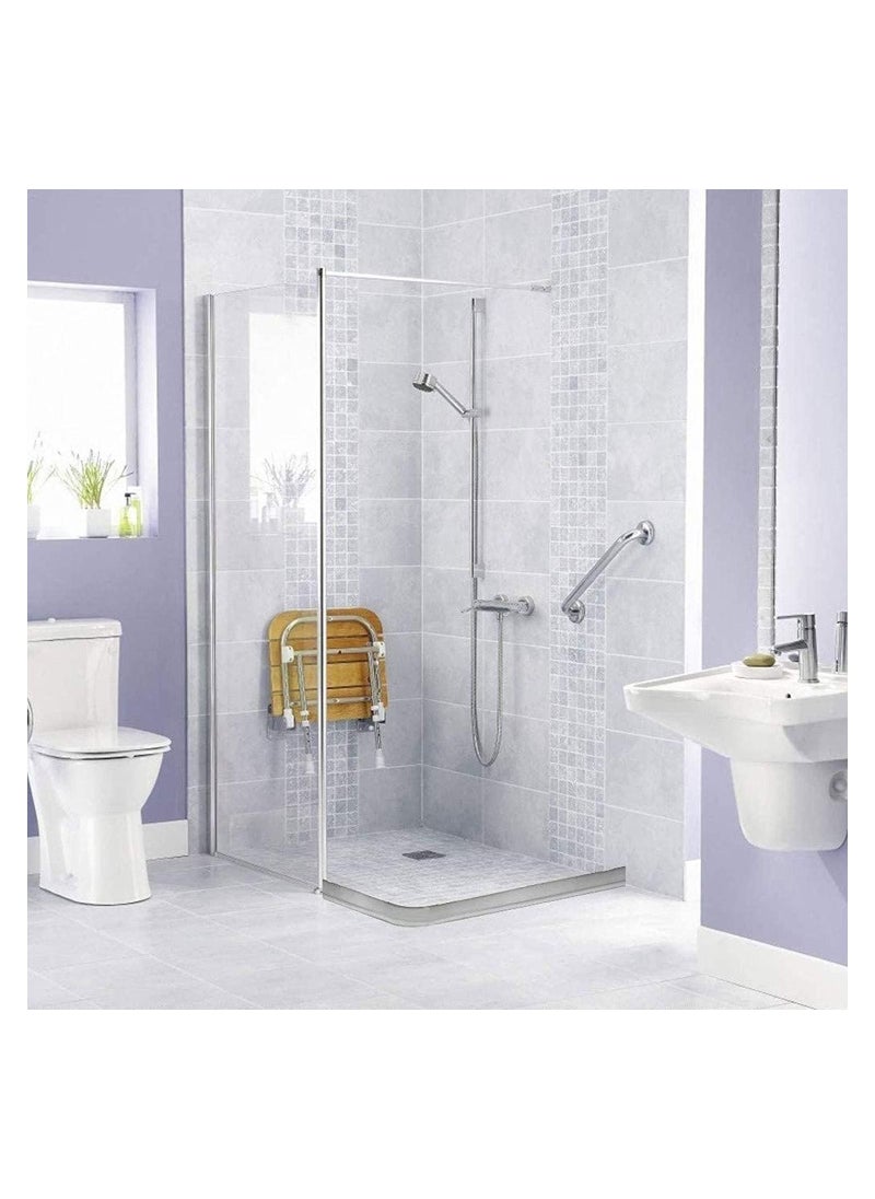 RATSAW 1M Flexible Shower Threshold Water Dam Collapsible Wet Floor Barrier Strip Self Adhesive and Bendable Waterproof Strip for Sink Bathtub Bathroom Kitchen Grey  - Image 4