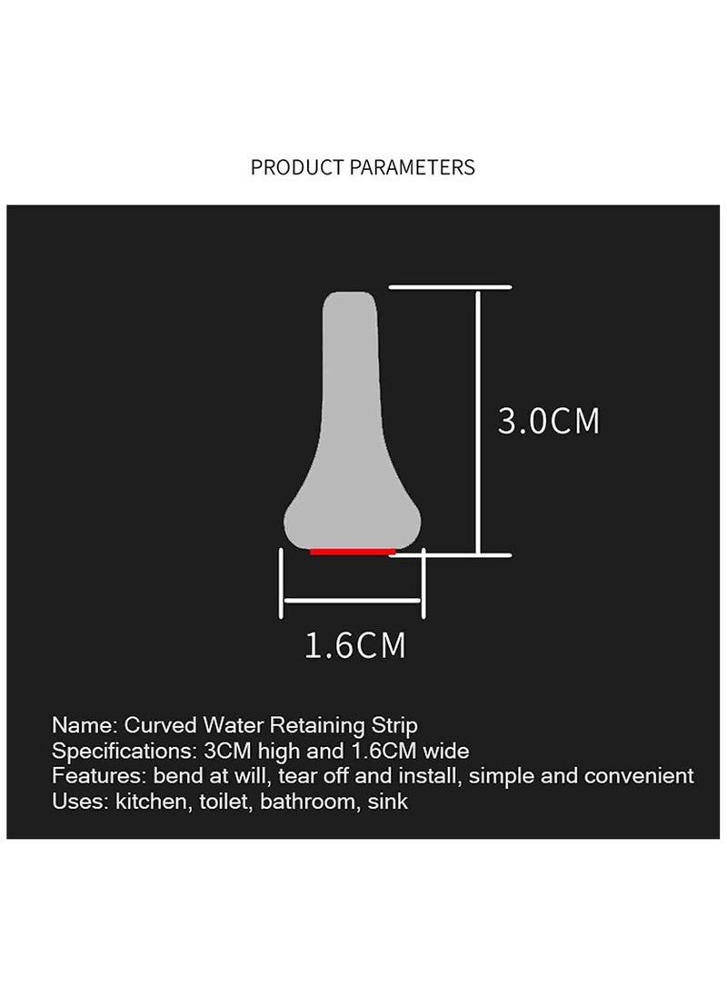 RATSAW 1M Flexible Shower Threshold Water Dam Collapsible Wet Floor Barrier Strip Self Adhesive and Bendable Waterproof Strip for Sink Bathtub Bathroom Kitchen Grey  - Image 3