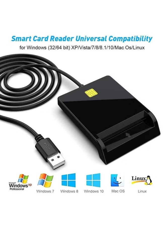 HY - Smart Card Reader USB ID Card Reader, USB Card Reader for Bank Card SIM/Chip/IC/CAC Card, Plug & Play, SIM Card Reader Compatible with Windows, Linux, Mac OS 10.5 and above - Image 1
