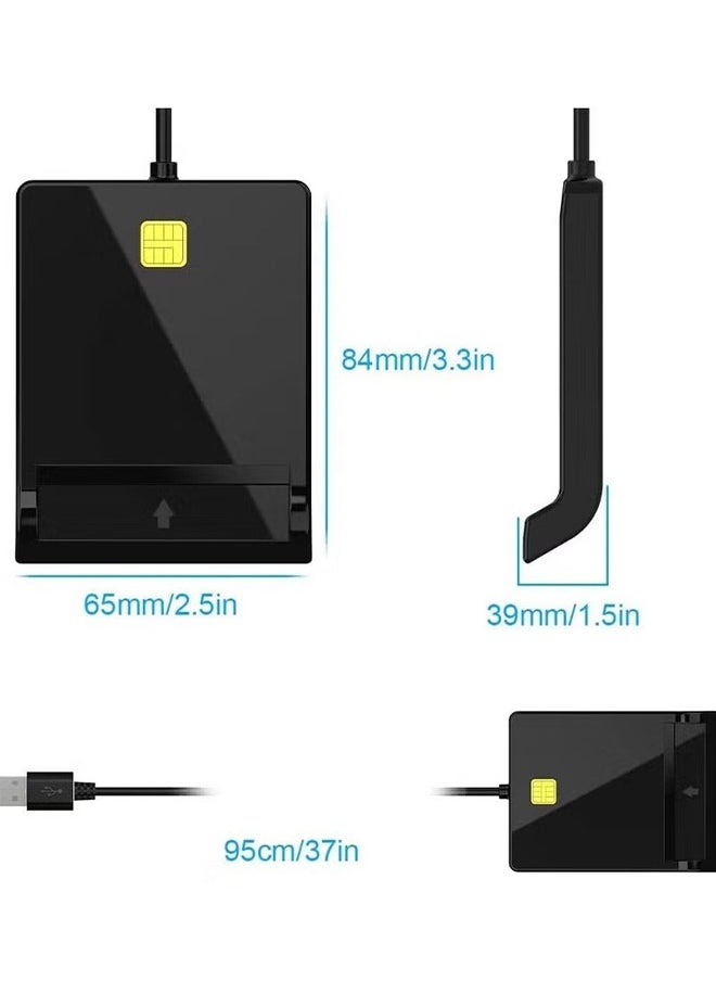 HY - Smart Card Reader USB ID Card Reader, USB Card Reader for Bank Card SIM/Chip/IC/CAC Card, Plug & Play, SIM Card Reader Compatible with Windows, Linux, Mac OS 10.5 and above - Image 1