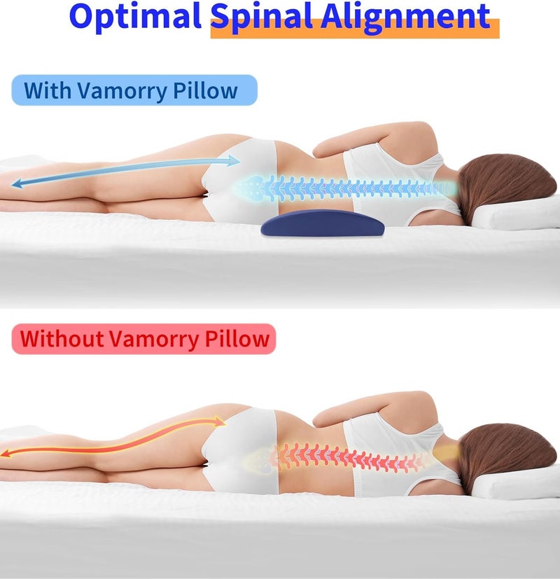 vamorry Lumbar Support Pillow for Bed Relief Back Pain: Lower Back Pillow for Sleeping - Memory Foam Waist Pillow - Cooling Back Bolster Pillow for Side, Back&Stomach Sleepers - Bed Rest Pillow for Car, Sofa - Image 5