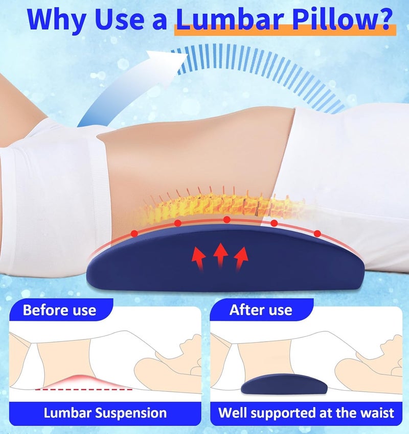 vamorry Lumbar Support Pillow for Bed Relief Back Pain: Lower Back Pillow for Sleeping - Memory Foam Waist Pillow - Cooling Back Bolster Pillow for Side, Back&Stomach Sleepers - Bed Rest Pillow for Car, Sofa - Image 3