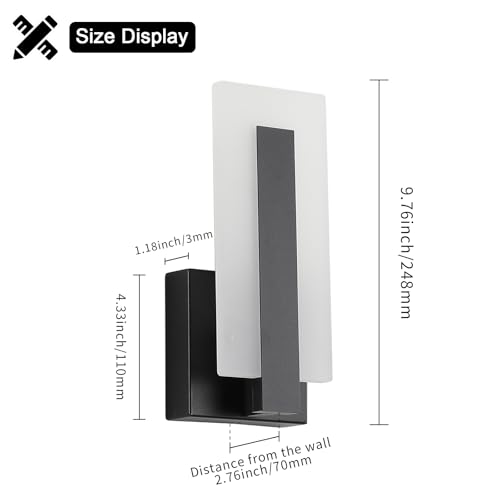 Joosenhouse Modern LED Wall Sconces Up and Down Wall Mount Light Black 3000K Warm White Wall Lights Set of 2, Indoor Wall Lighting for Hallways, Bedrooms, Hallways, Living Room Indoor Wall Lights - Image 5