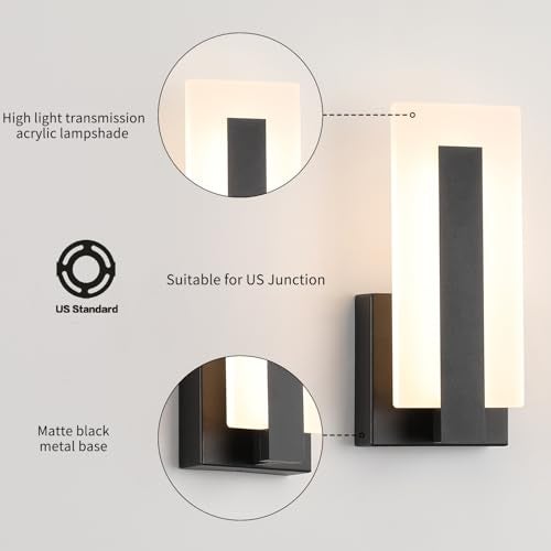 Joosenhouse Modern LED Wall Sconces Up and Down Wall Mount Light Black 3000K Warm White Wall Lights Set of 2, Indoor Wall Lighting for Hallways, Bedrooms, Hallways, Living Room Indoor Wall Lights - Image 3