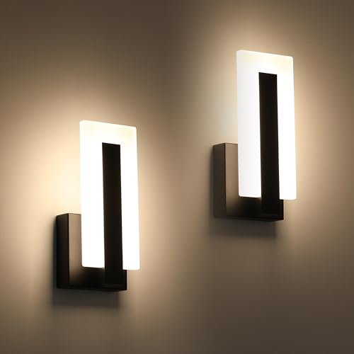 Joosenhouse Modern LED Wall Sconces Up and Down Wall Mount Light Black 3000K Warm White Wall Lights Set of 2, Indoor Wall Lighting for Hallways, Bedrooms, Hallways, Living Room Indoor Wall Lights - Image 1