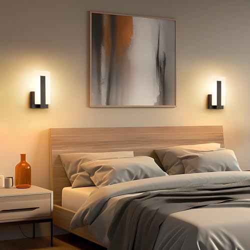 Joosenhouse Modern LED Wall Sconces Up and Down Wall Mount Light Black 3000K Warm White Wall Lights Set of 2, Indoor Wall Lighting for Hallways, Bedrooms, Hallways, Living Room Indoor Wall Lights - Image 2