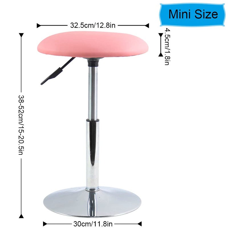 FURWOO Short Round Spa Stool - Height Adjustable Vanity Stool Swivel Bench for Bedroom & Living Room - Pink - Image 3
