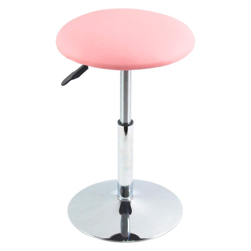 FURWOO Short Round Spa Stool - Height Adjustable Vanity Stool Swivel Bench for Bedroom & Living Room - Pink - Image 1