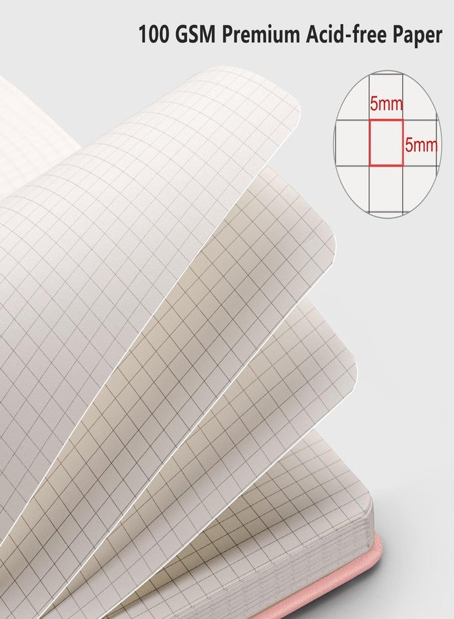 RETTACY Graph Grid Paper Notebook, 192 Pages, A5 Medium Size (5.7'' x 8.3''), 5 Squares per Inch, Leather Hardcover, 100 GSM Thick Paper, for School, Students, Math, Engineering (Light Green) - Image 3