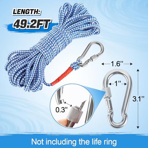 Acostop Water Floating Lifesaving Rope - Professional Throwing Rope Line, Pool Life Preserver Ring Rope, Durable Polypropylene Rope for Swimming Small Boating Kayak Inflatable Boat (Orange) - Image 2