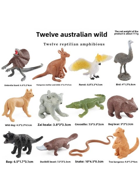 Simulation Marine Life Model Deep Sea Fish Group Toy Suit Megalodon Black-tip Shark Squid Whale Shark Swordfish-Colour:Hfm Australian Wildlife 12-style Set