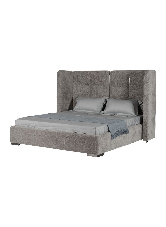 DANUBE HOME Braxton 160x200 Upholstered Queen Bed with Hydraulic Storage & Foldable Headboard - Stylish Grey/Titanium Fabric Bed for Bedroom - Size: L260xW221xH140cm - Image 5