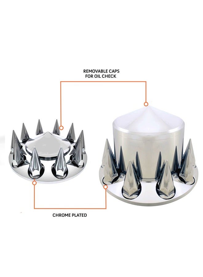 TORQUE Set of Chrome Front and Rear Axle Wheel Cover 33mm Spike Screw-on Lug Nuts for Semi Truck (Installation Tool Included) (TR571) - Image 4