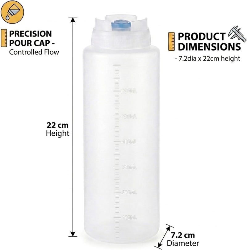 Cuisine Art Squeeze Bottle with Silicone Valve, 700ml Large Condiment Dispenser for Ketchup, Mayo, Oil, Sauce & Dressing, Leak-Proof PE Bottle for Restaurant, Cafe, Catering & Home Kitchen - Image 3