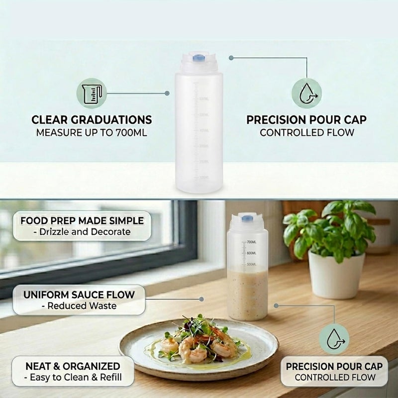 Cuisine Art Squeeze Bottle with Silicone Valve, 700ml Large Condiment Dispenser for Ketchup, Mayo, Oil, Sauce & Dressing, Leak-Proof PE Bottle for Restaurant, Cafe, Catering & Home Kitchen - Image 2