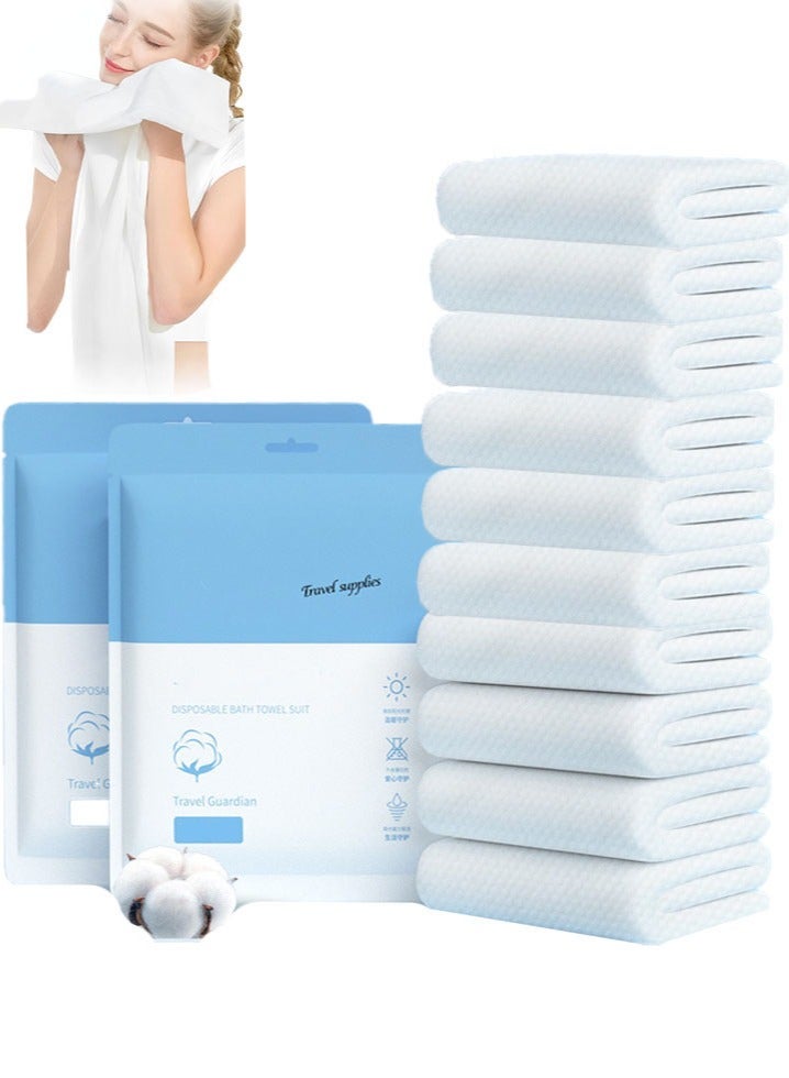 10 sets Disposable Bath Towels, 70x140cm 30*60cm,Travel Disposable Towels Set, health and Safety, Thicken Cotton Salon Towels Wash Towel Body Towels, Bath Towels for Hotel bathroom Beach Swimming Camping - Image 1