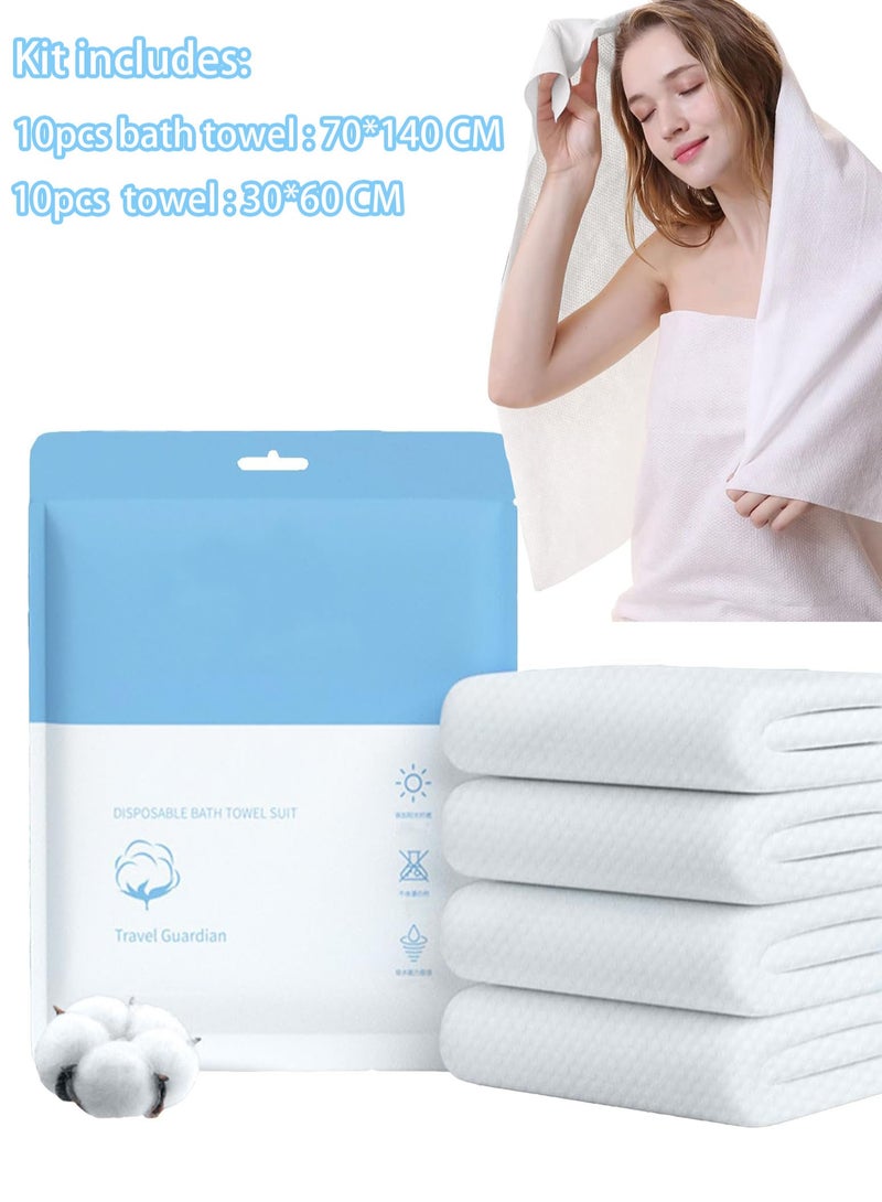 10 sets Disposable Bath Towels, 70x140cm 30*60cm,Travel Disposable Towels Set, health and Safety, Thicken Cotton Salon Towels Wash Towel Body Towels, Bath Towels for Hotel bathroom Beach Swimming Camping - Image 2