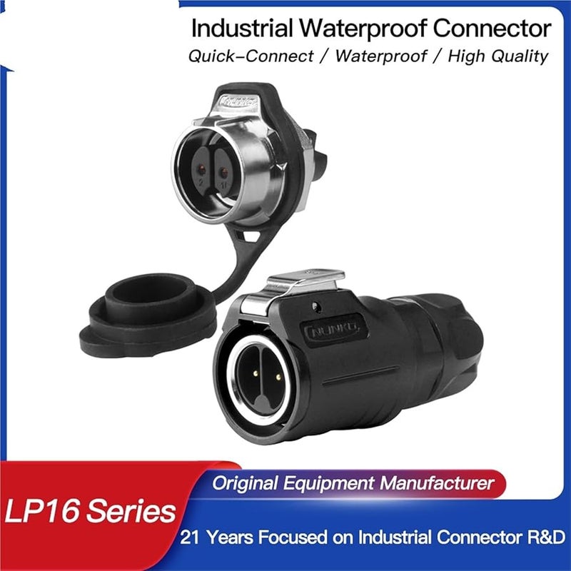 IP68 Waterproof M16 Panel 2P Female Flange Electrical Cable Connector 10A - Image 3
