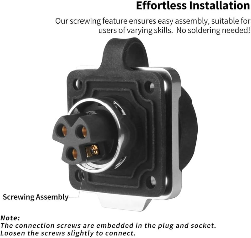 IP68 Waterproof M16 Panel 2P Female Flange Electrical Cable Connector 10A - Image 4