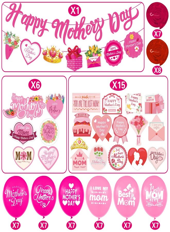 Funnlot Mothers Day Decorations 64PCS Happy Mothers Day Banner with Banner Balloons Cake Topper for Mother's Day Party - Image 2