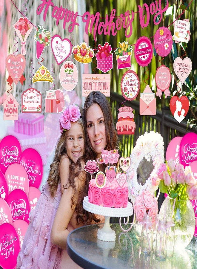 Funnlot Mothers Day Decorations 64PCS Happy Mothers Day Banner with Banner Balloons Cake Topper for Mother's Day Party - Image 5