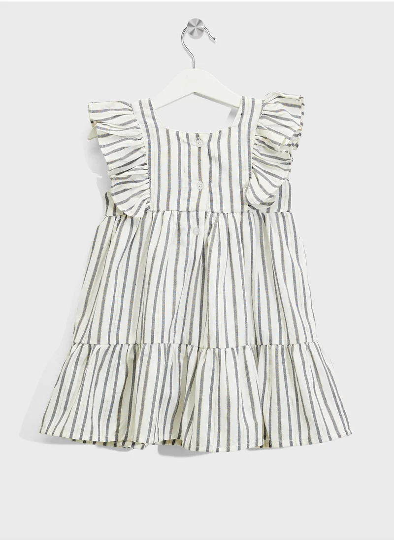 Ripples Girls Cotton Striped Dress